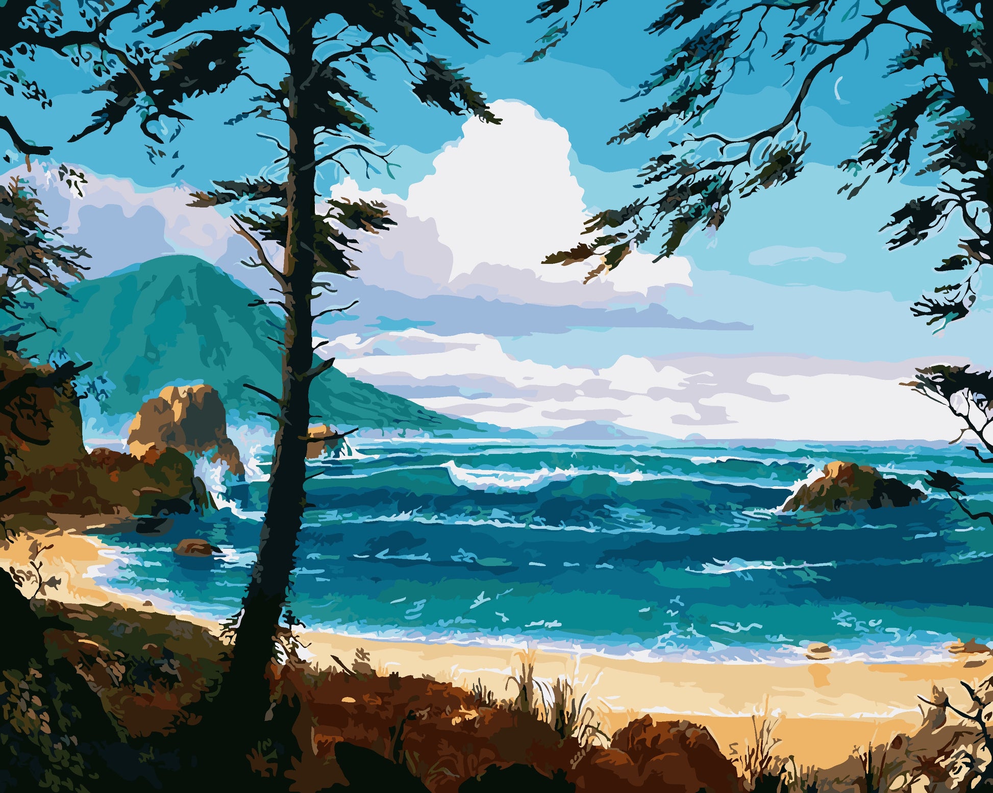 Natural Paint By Numbers Kits UK For Adult OTG6167