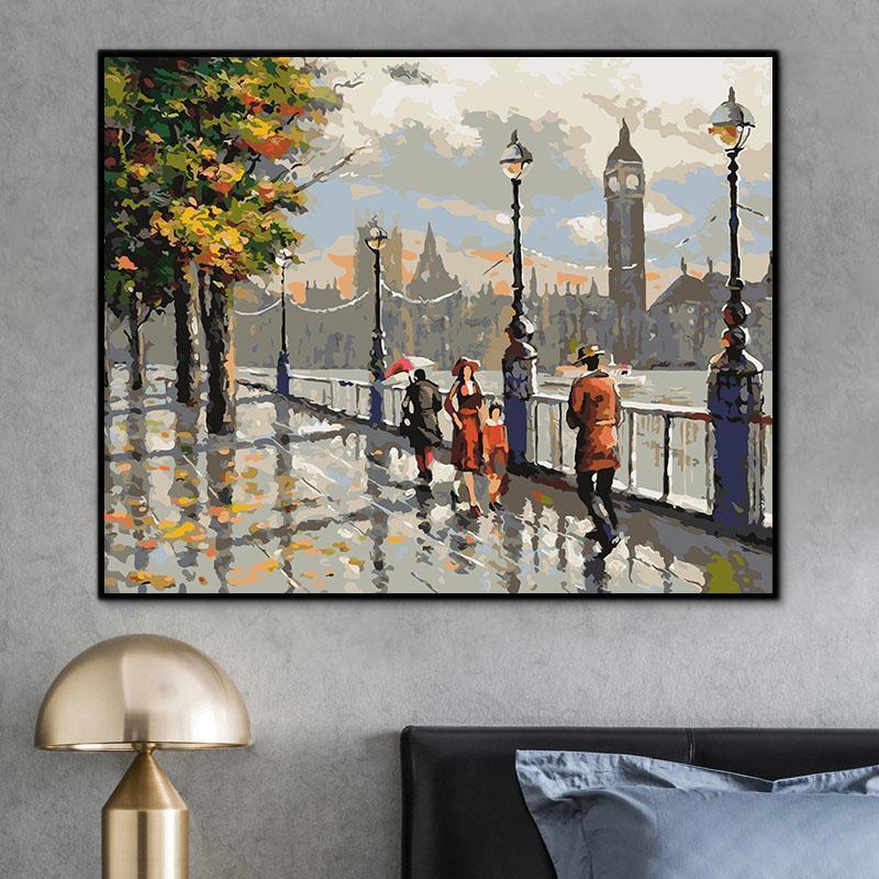 Landscape London Street Paint By Numbers Kits UK With Frame OTG6184