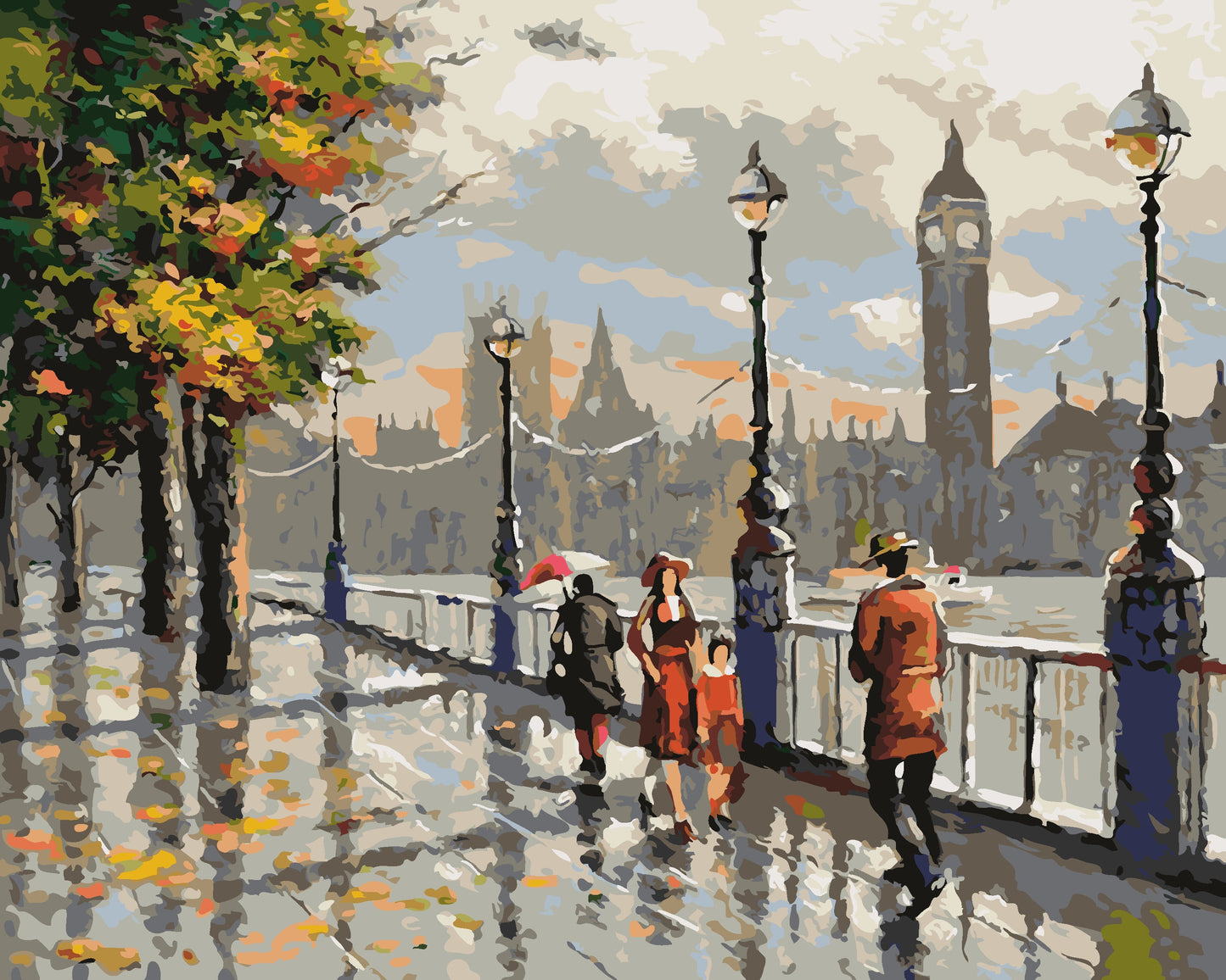 Landscape London Street Paint By Numbers Kits UK With Frame OTG6184
