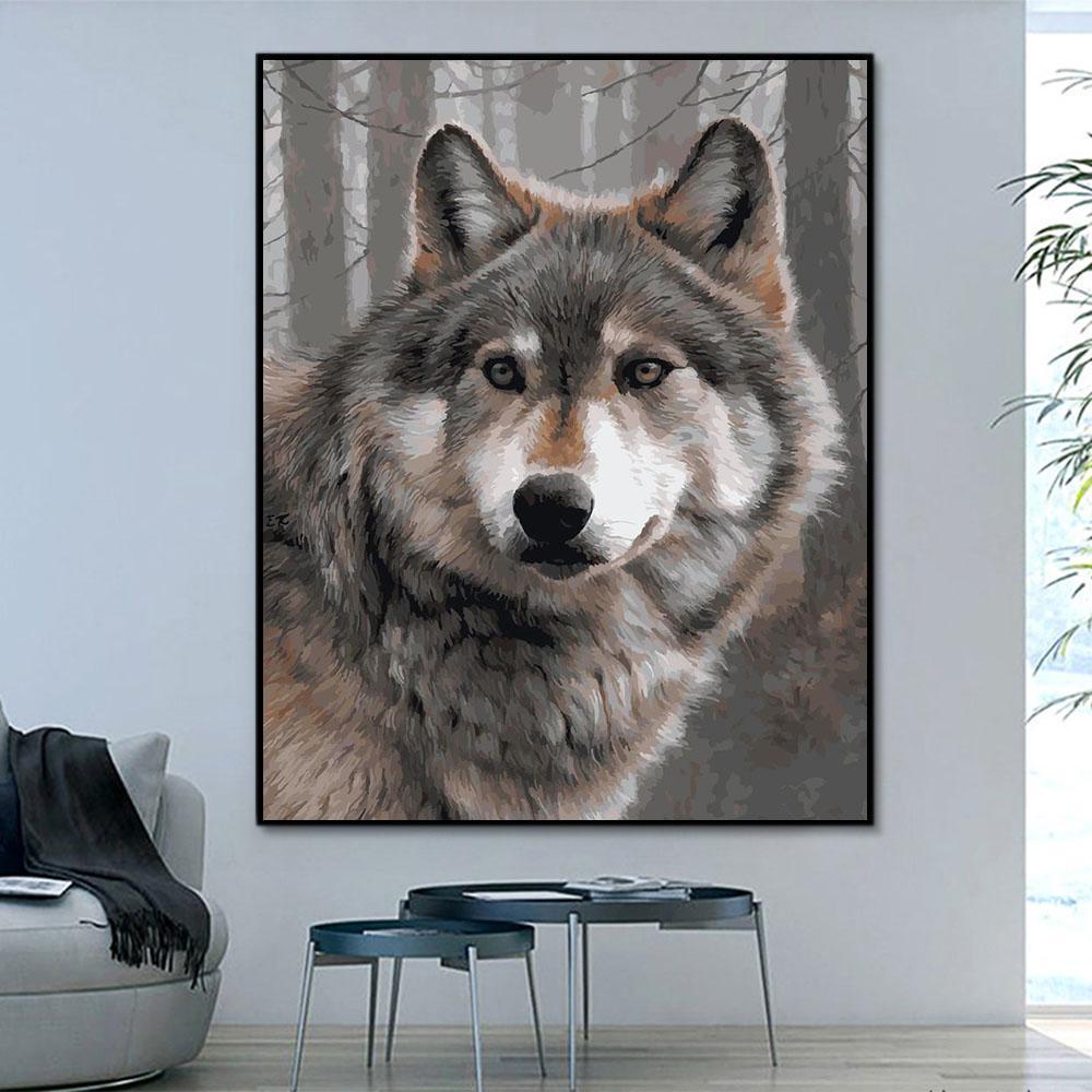 Animal Wolf Paint By Numbers Kits UK For Adult OTG6207