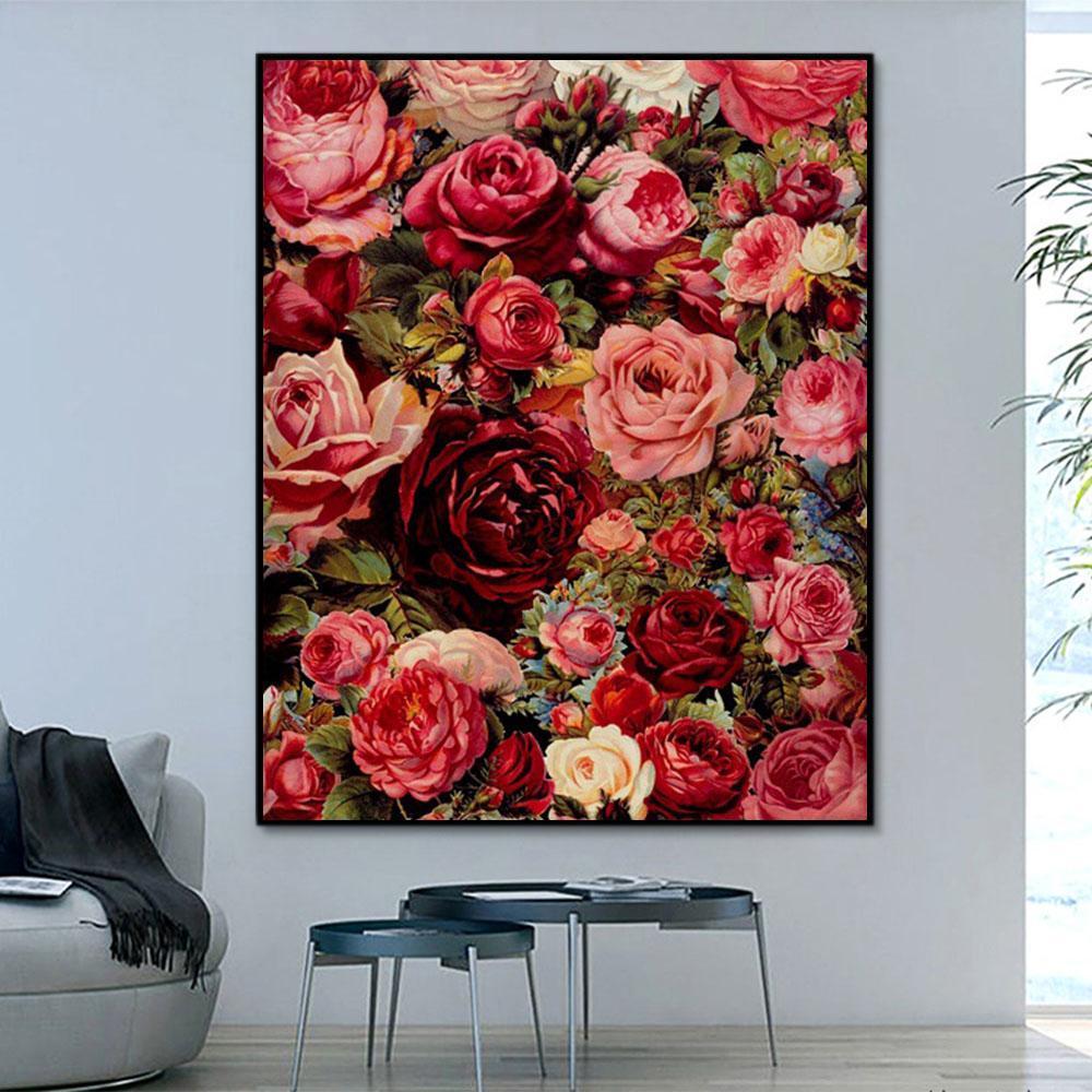 Flower Rose Paint By Numbers Kits UK For Adult PH9341