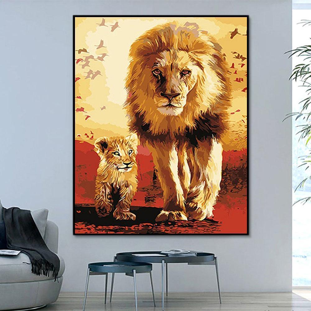 Animal Lion Paint By Numbers Kits UK For Adult PH9359