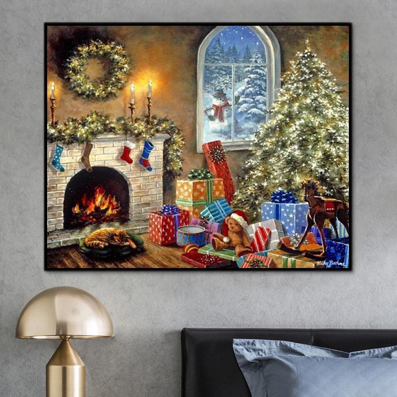 Landscape Christmas Paint By Numbers Kits UK With Frame PH9501