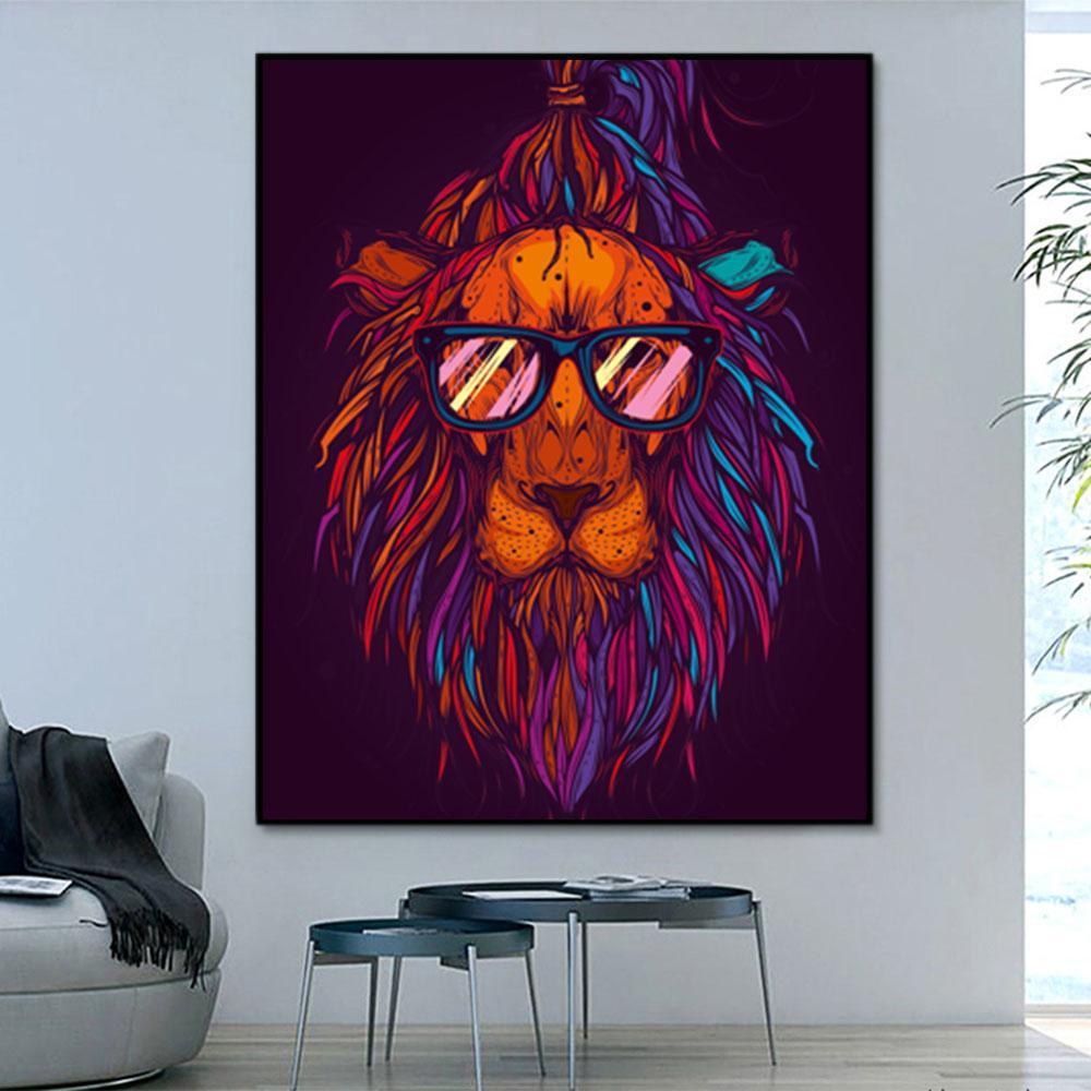 Animal Lion Paint By Numbers Kits UK For Adult PH9613