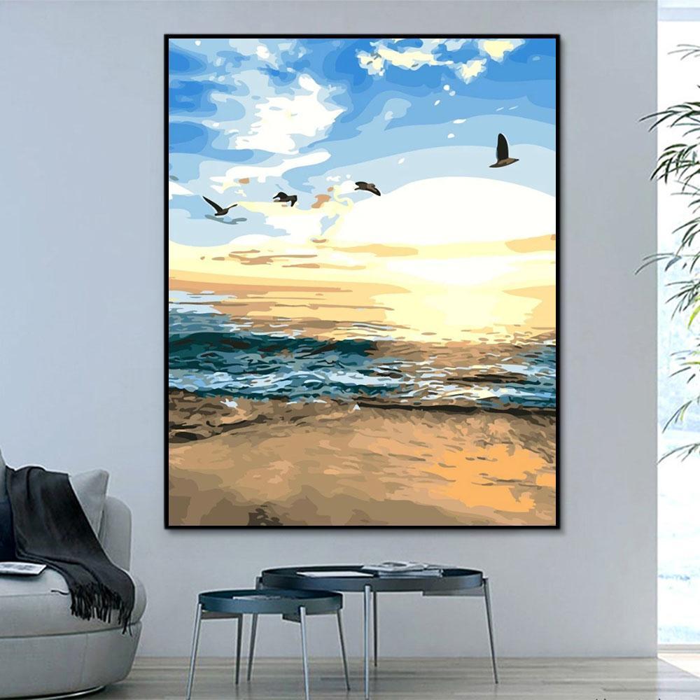Landscape Beach Paint By Numbers Kits UK For Adult Q3082