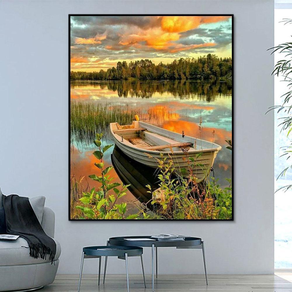 Landscape Boats Paint By Numbers Kits UK For Adult RA3039