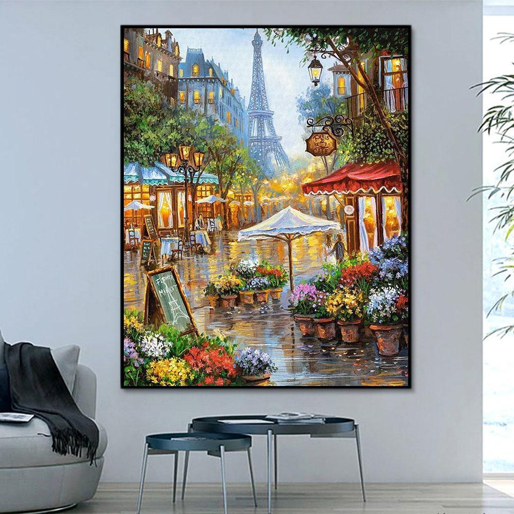 Landscape Eiffel Tower Paint By Numbers Kits UK With Frame RA3376