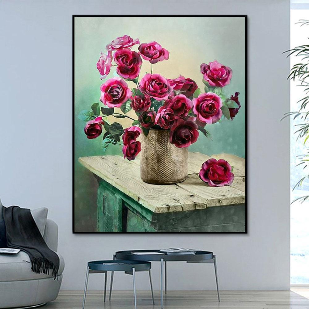 Flower Rose Paint By Numbers Kits UK For Adult RA3452