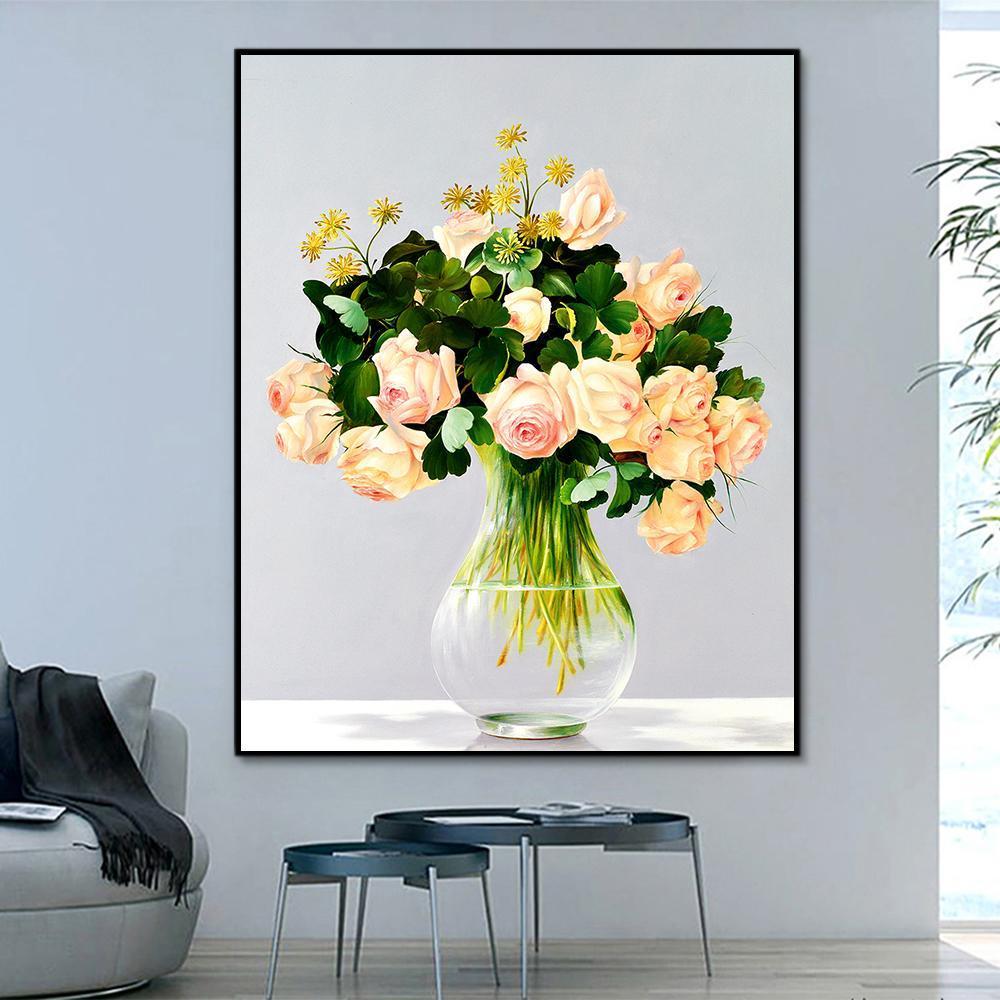 Flower Rose Paint By Numbers Kits UK For Adult RSB8113