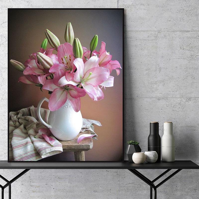 Flower Lily Paint By Numbers Kits UK For Adult RSB8151