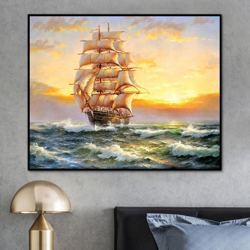 Landscape Sailboat Paint By Numbers Kits UK For Adult RSB8183