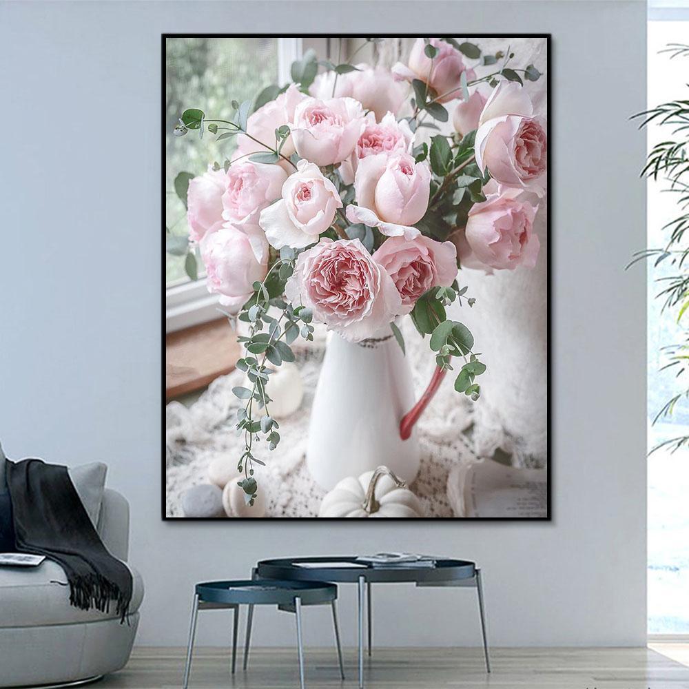 Flower Rose Paint By Numbers Kits UK For Adult RSB8265