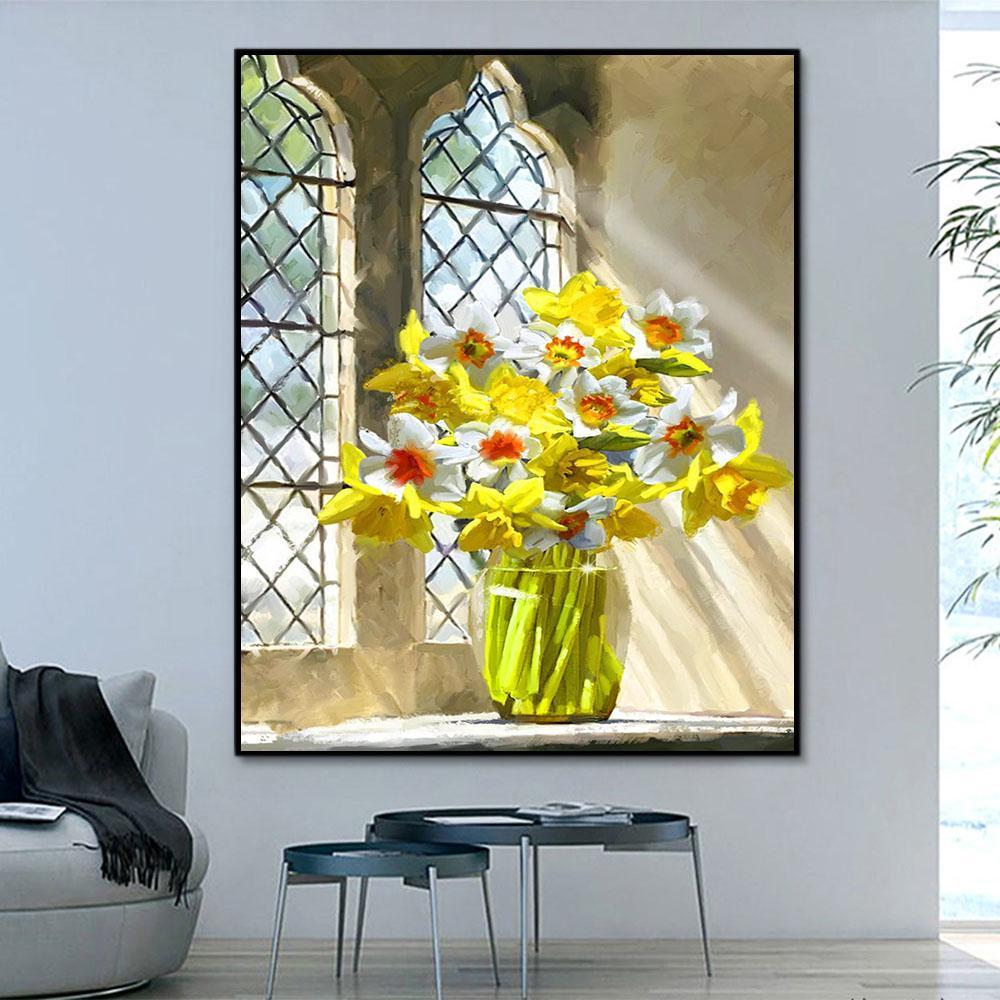 Flower Bottle Flower Paint By Numbers Kits UK For Adult RSB8406