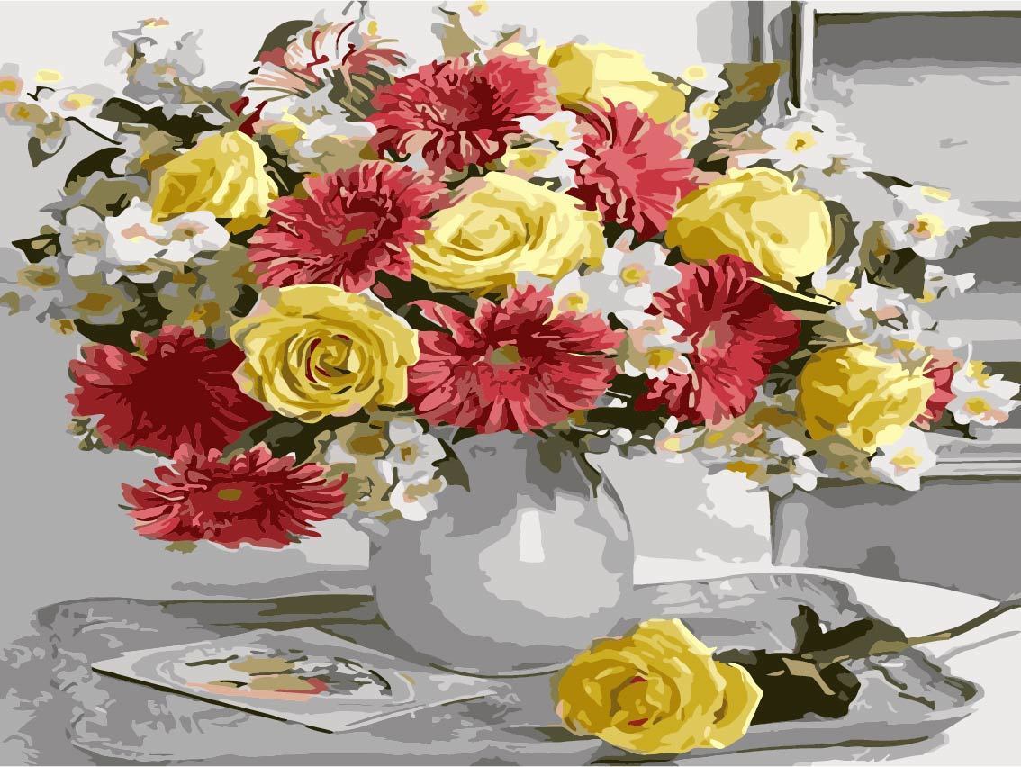 Flower Paint By Numbers Kits UK For Adult TCR3081