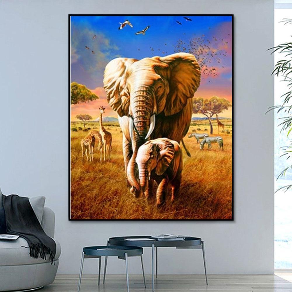 Animal Elephant Paint By Numbers Kits UK For Adult HQD1275