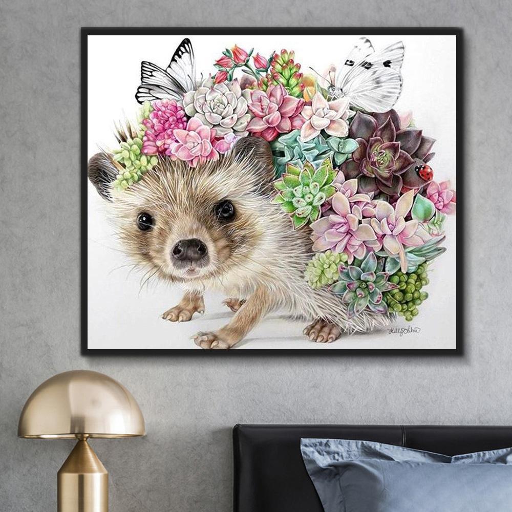 Animal Hedgehog Paint By Numbers Kits UK For Adult HQD1272
