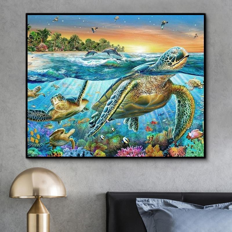 Animal Turtle Paint By Numbers Kits UK For Adult HQD1269