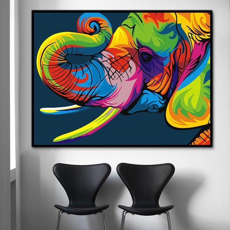 Animal Elephant Paint By Numbers Kits UK For Adult HQD1256