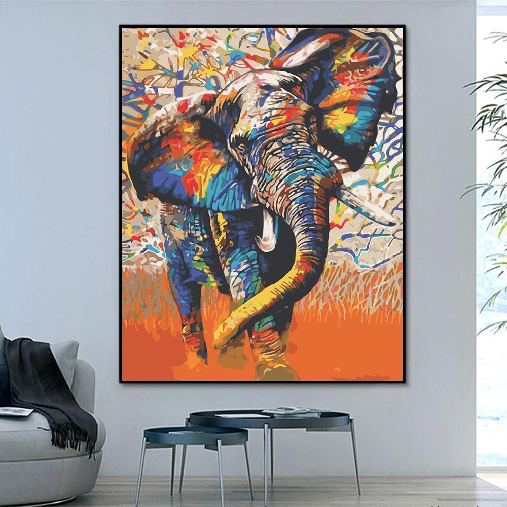 Animal Elephant Paint By Numbers Kits UK For Adult HQD1255