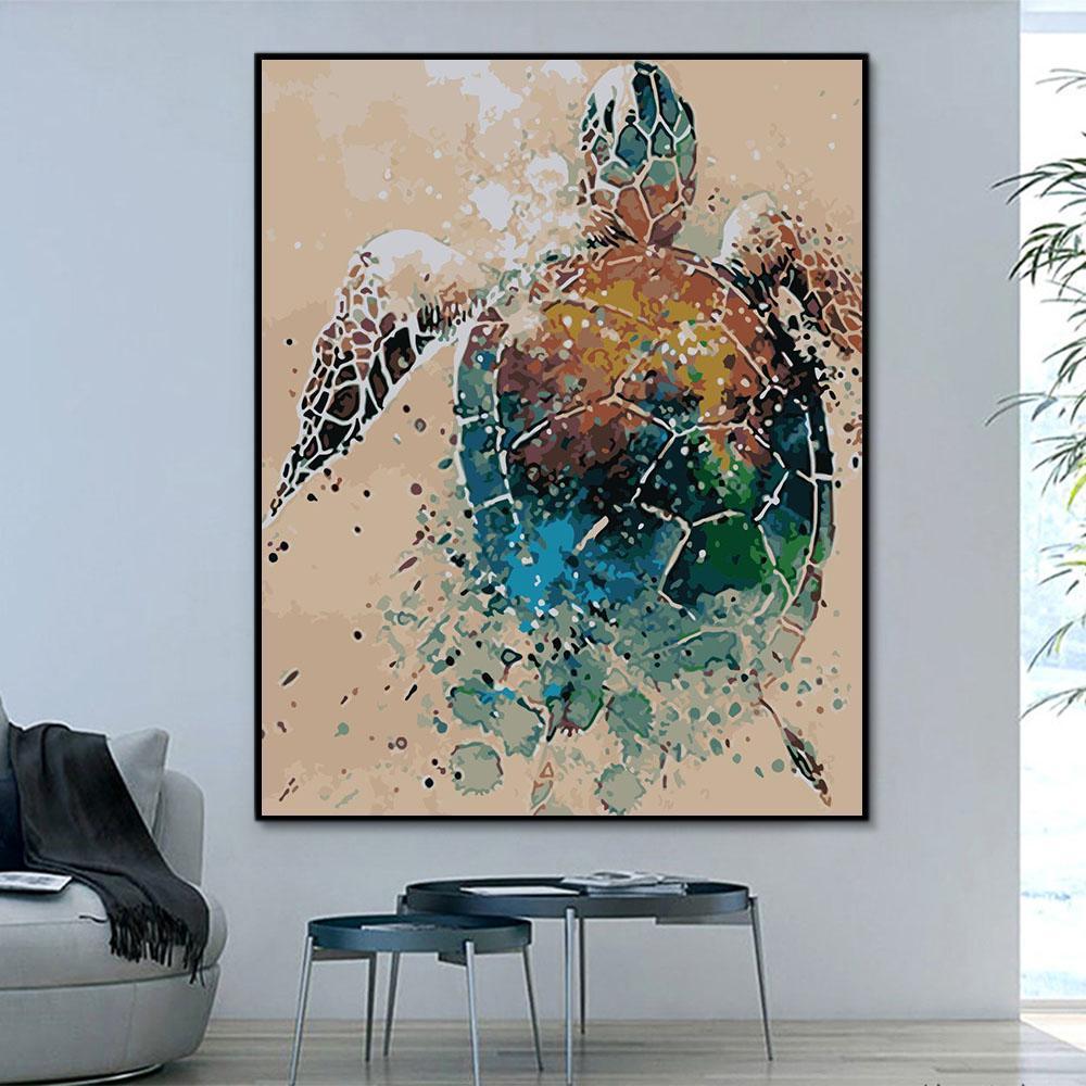 Animal Turtle Paint By Numbers Kits UK For Adult HQD1254