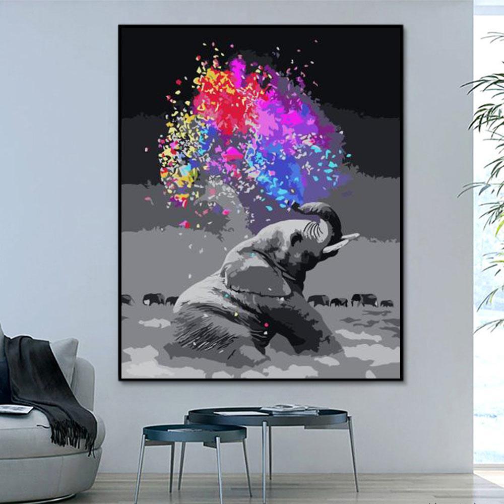 Animal Elephant Paint By Numbers Kits UK For Adult HQD1253