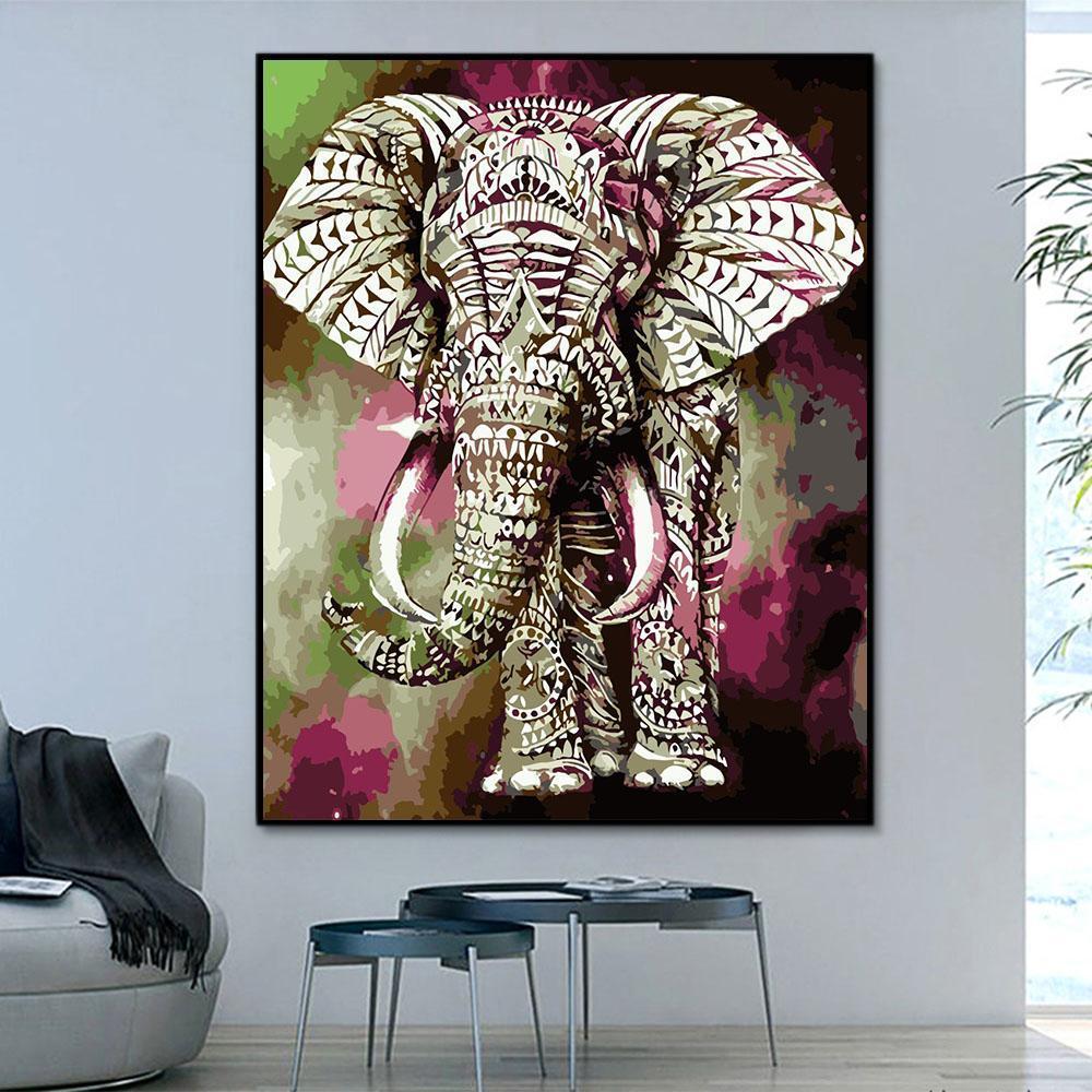 Animal Elephant Paint By Numbers Kits UK For Adult HQD1252