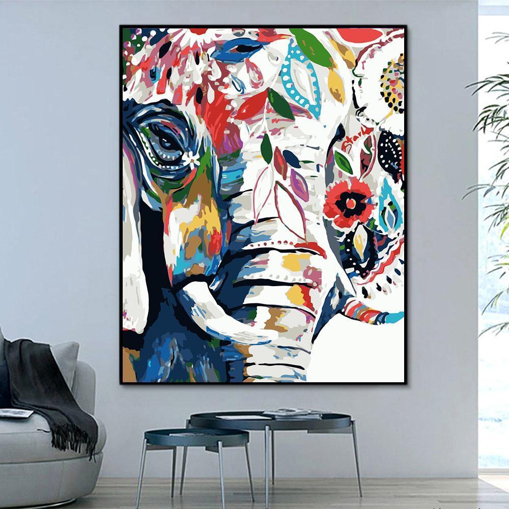 Animal Elephant Paint By Numbers Kits UK For Adult HQD1251