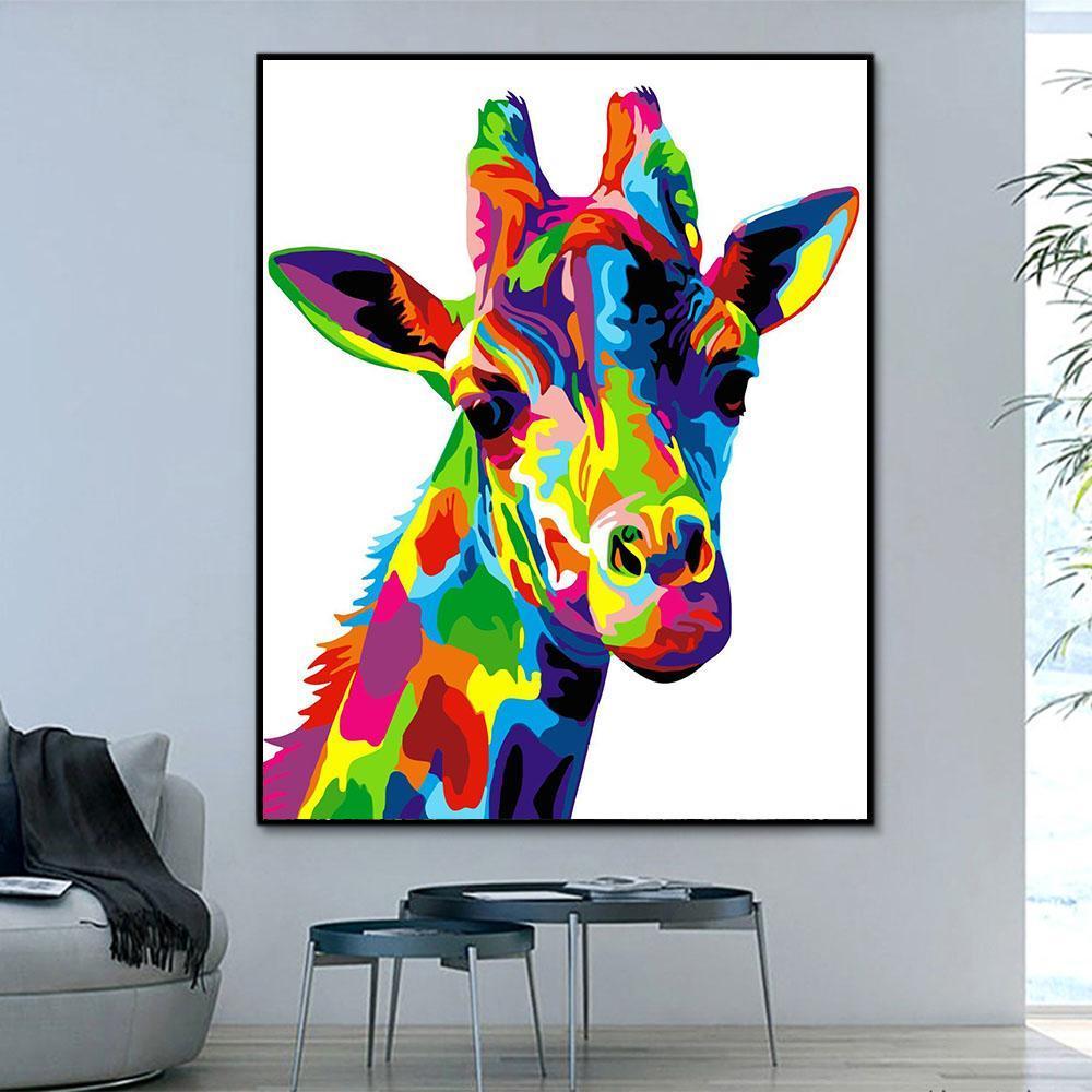 Animal Giraffe Paint By Numbers Kits UK For Beginners HQD1245