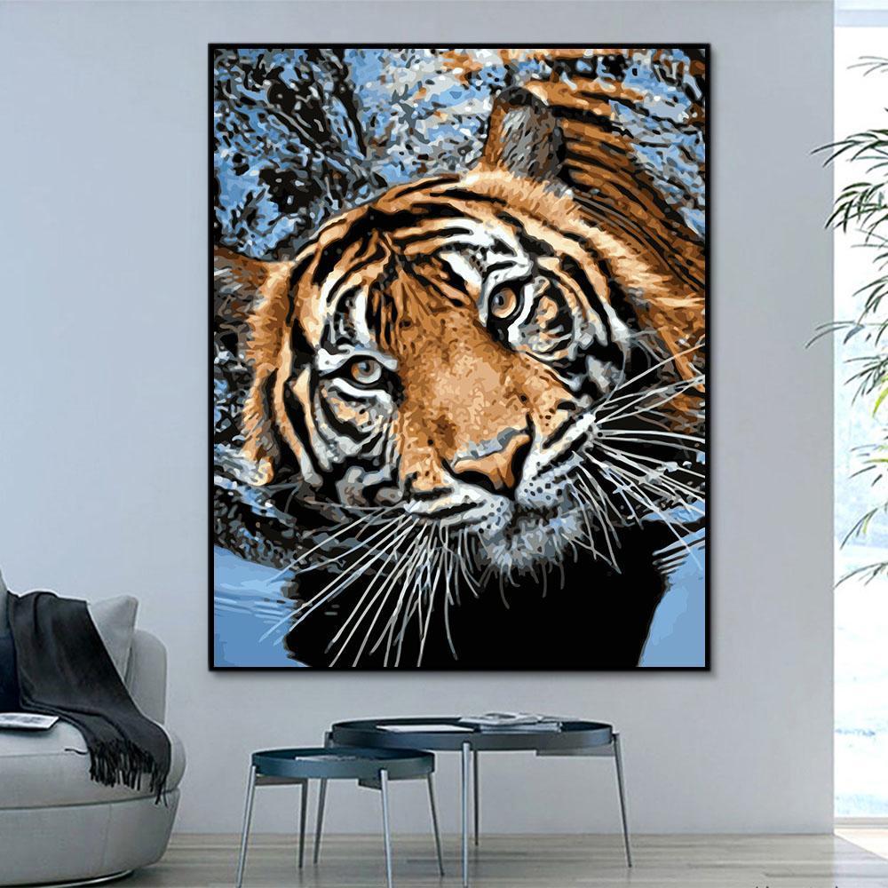 Animal Tiger Paint By Numbers Kits UK For Adult HQD1240