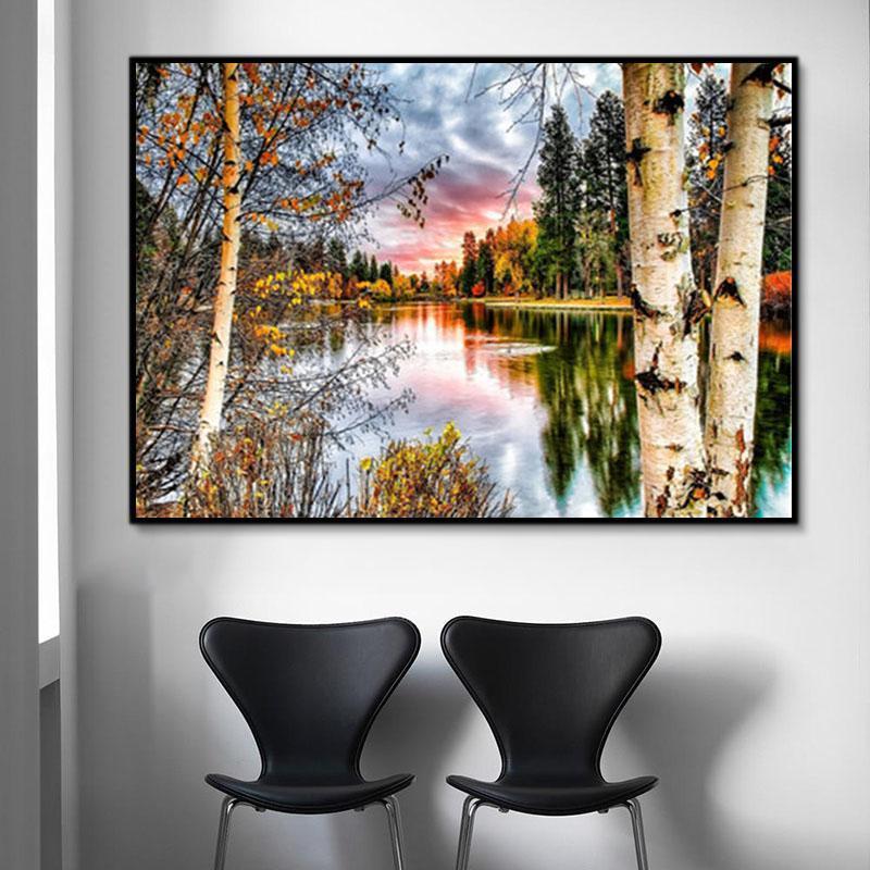 Natural Lake Paint By Numbers Kits UK For Adult Y5222