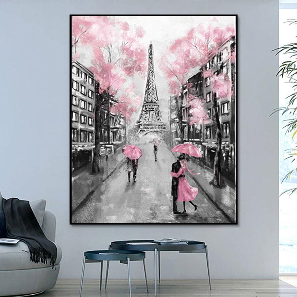 Landscape Eiffel Tower Paint By Numbers Kits UK With Frame Y5247