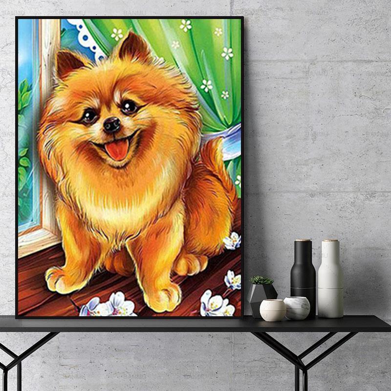 Animal Dog Paint By Numbers Kits UK For Adult Y5340