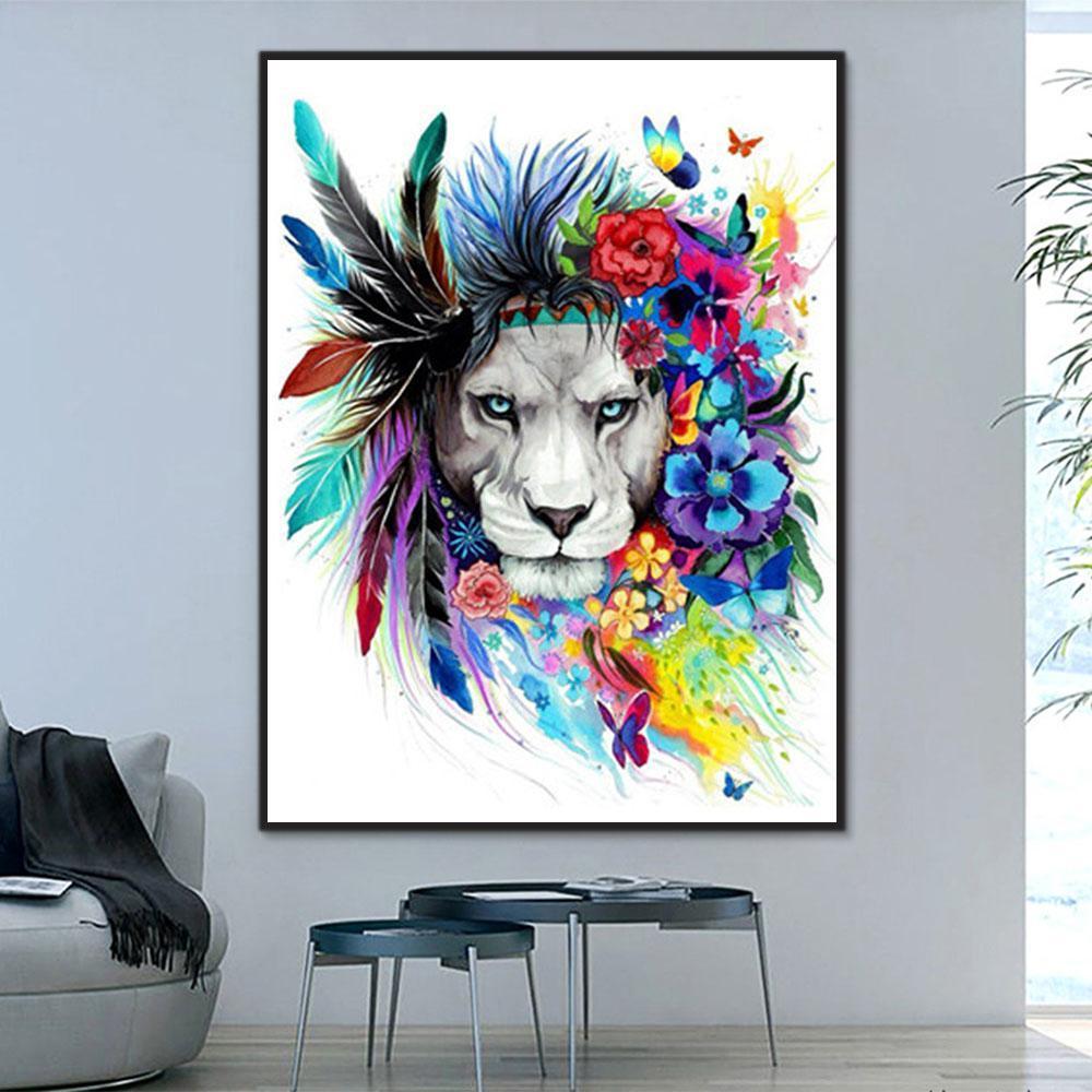 Animal Lion Paint By Numbers Kits UK For Adult Y5360