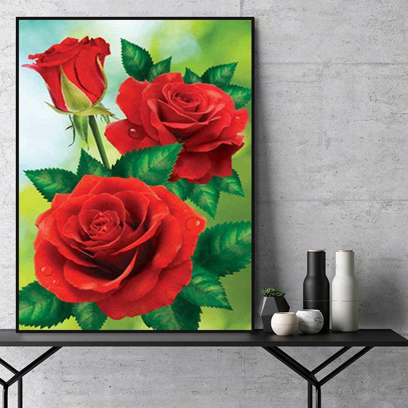 Flower Rose Paint By Numbers Kits UK For Adult Y5434