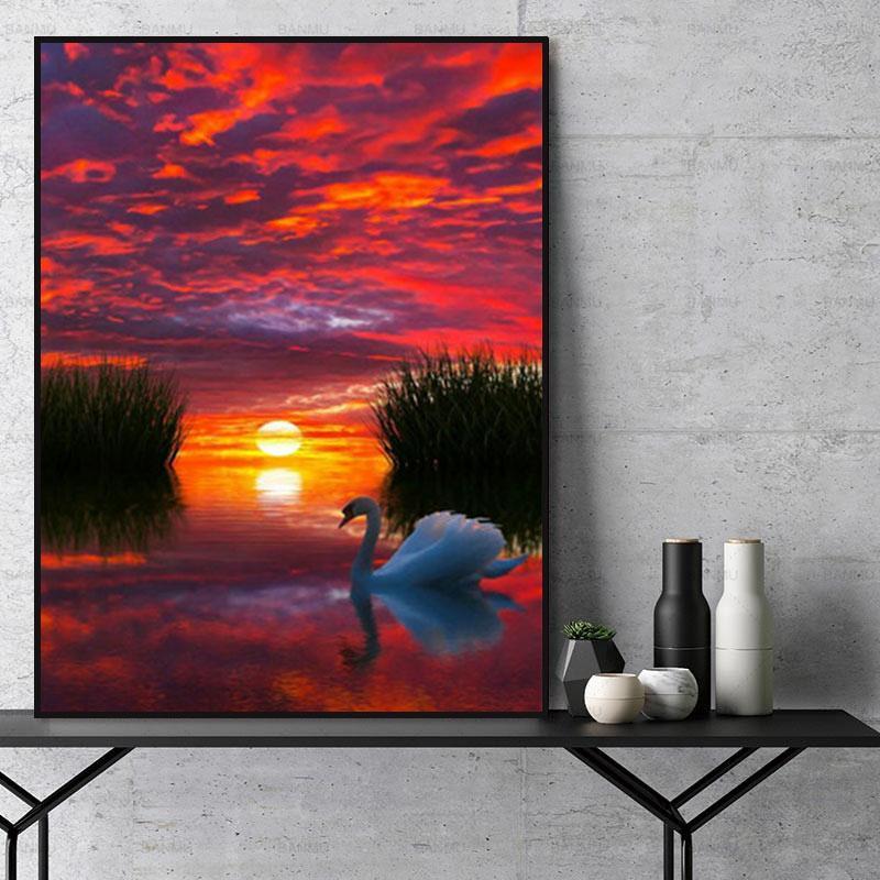 Landscape Sunset Paint By Numbers Kits UK With Frame Y5510