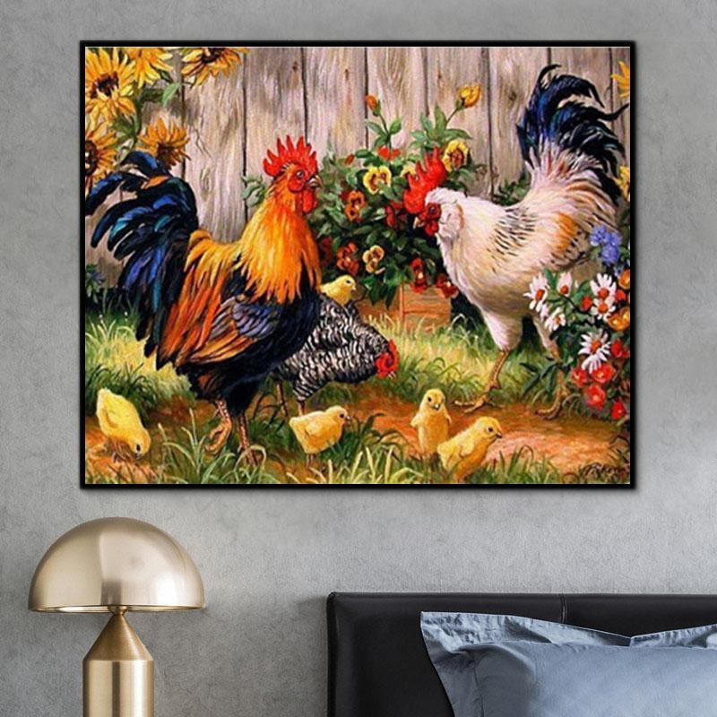 Animal Rooster Paint By Numbers Kits UK For Adult Y5523