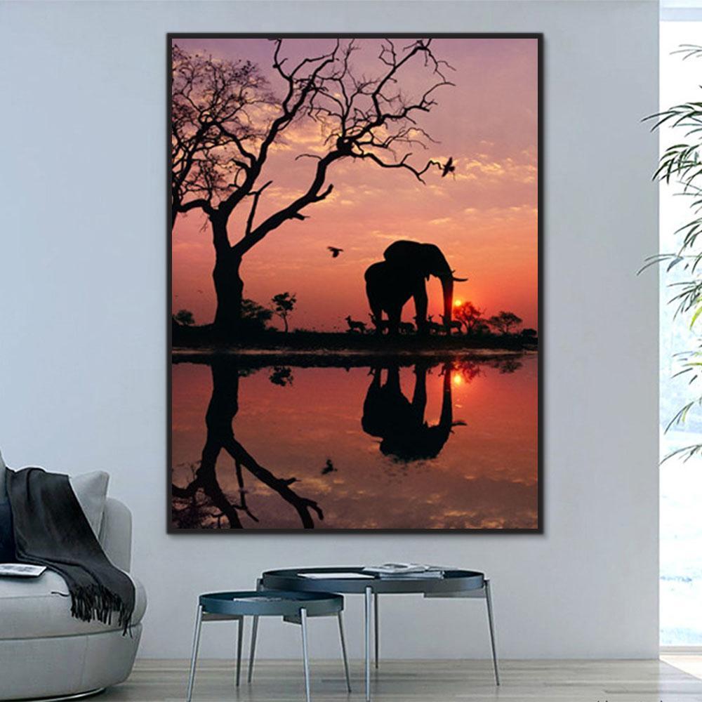 Animal Elephant Paint By Numbers Kits UK For Adult Y5549