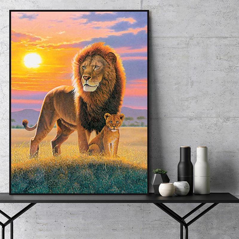 Animal Lion Paint By Numbers Kits UK For Adult Y5663