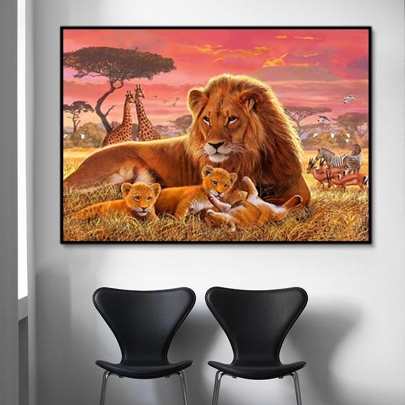 Animal Lion Paint By Numbers Kits UK For Adult Y5674