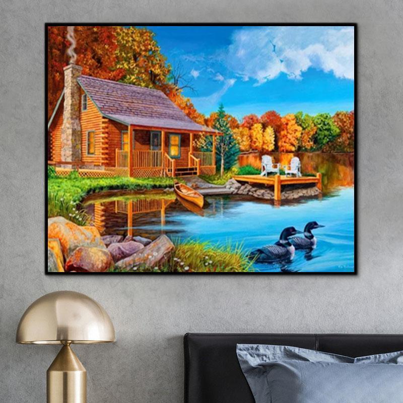 Landscape House Paint By Numbers Kits UK For Adult Y5711