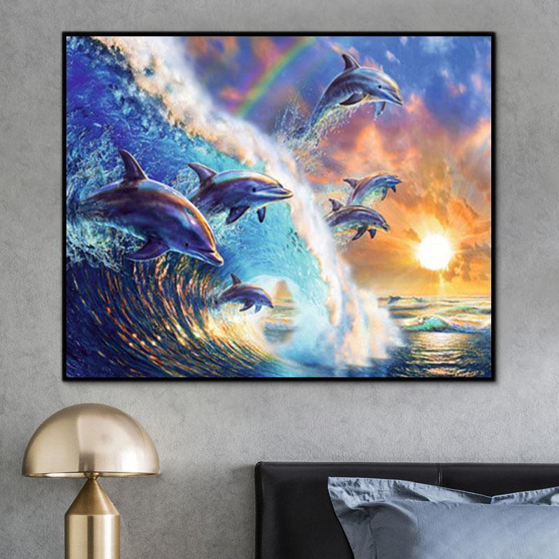 Animal Dolphin Paint By Numbers Kits UK For Adult Y5743