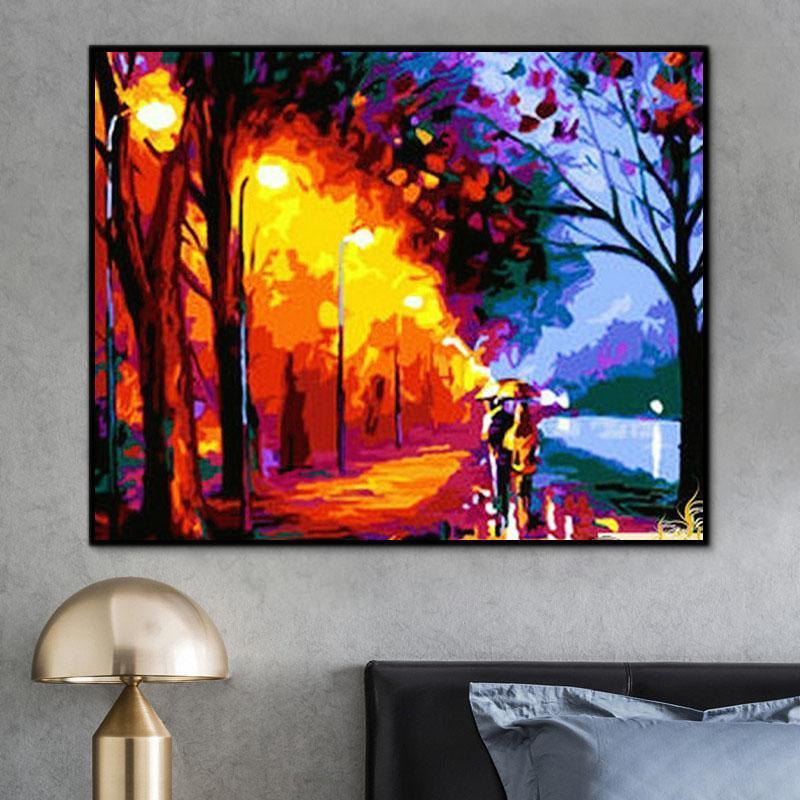 Landscape Street Paint By Numbers Kits UK For Adult HQD1217