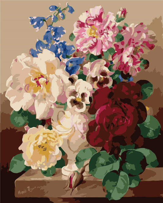 Flower Paint By Numbers Kits UK For Adult ZC3107