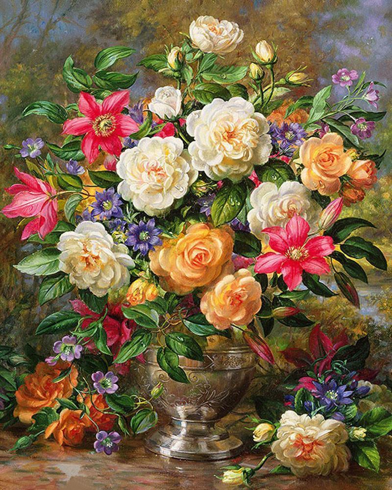 Flower Paint By Numbers Kits UK For Adult vm90039