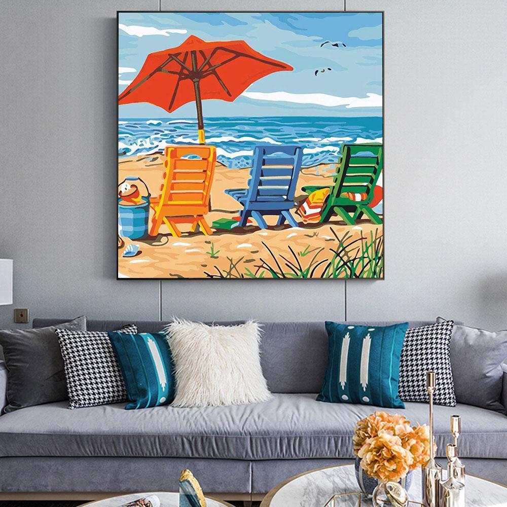 Landscape Beach Paint By Numbers Kits UK For Adult HQD1226