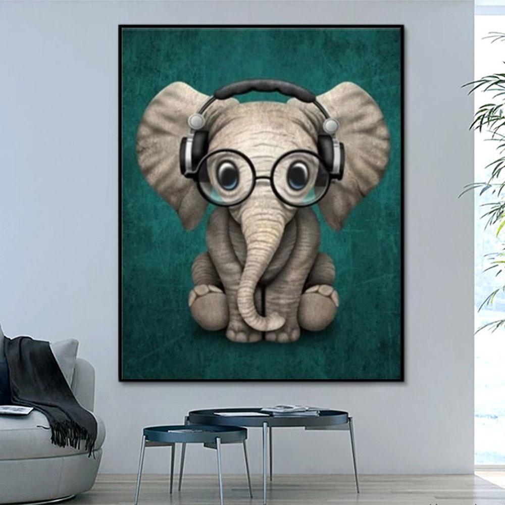 Animal Elephant Paint By Numbers Kits UK For Adult HQD1265