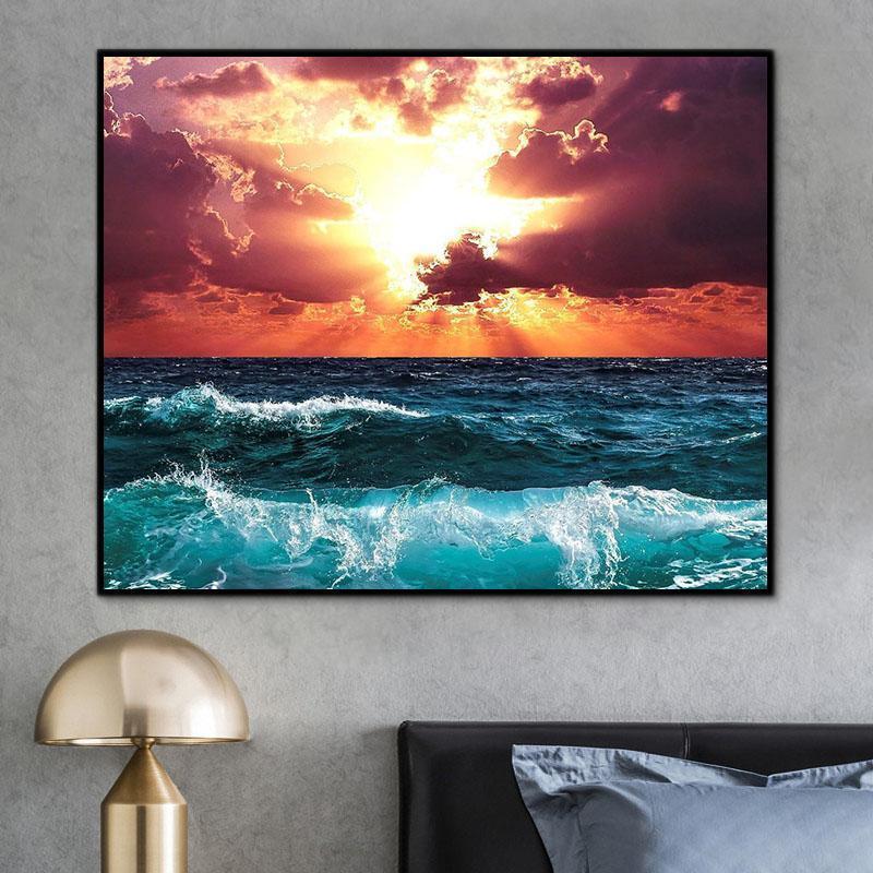 Natural Sea Paint By Numbers Kits UK For Adult HQD1303