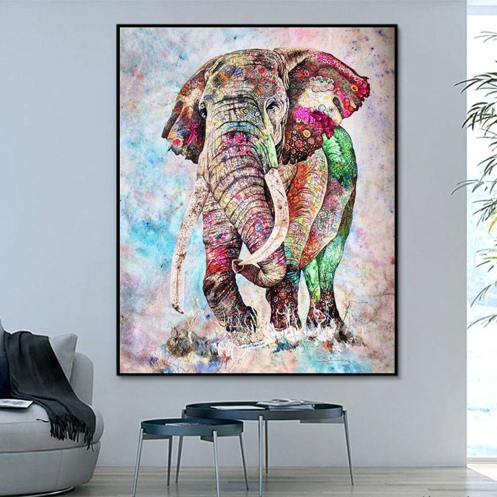 Animal Elephant Paint By Numbers Kits UK For Adult HQD1234