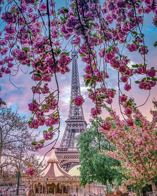 Landscape Eiffel Tower Paint By Numbers Kits UK With Frame OTG6089