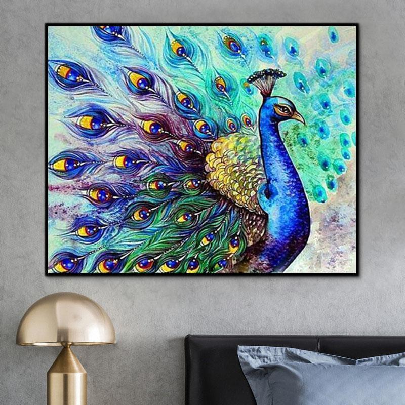 Peacock Paint By Numbers Kits UK With Frame PH9456